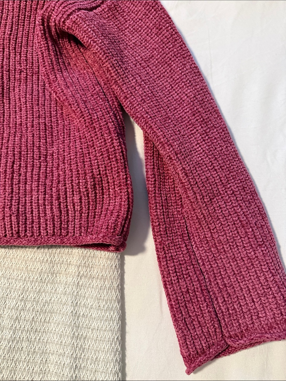 Cat & Jack Girls' Ribbed Crewneck Sweater in Raspberry - Picture 5 of 7